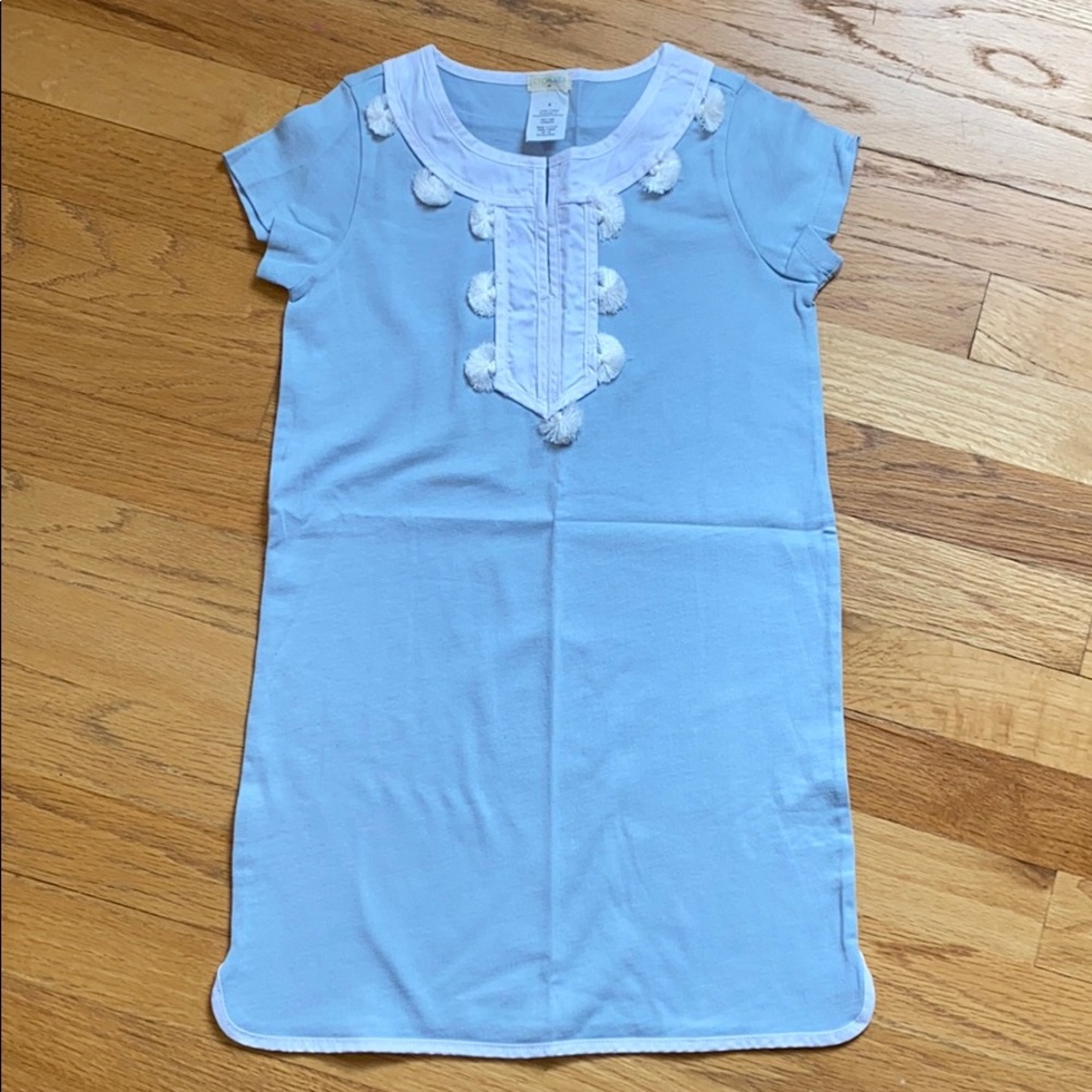Crewcuts sz 6 henley dress w tassels, lt blu NWOT